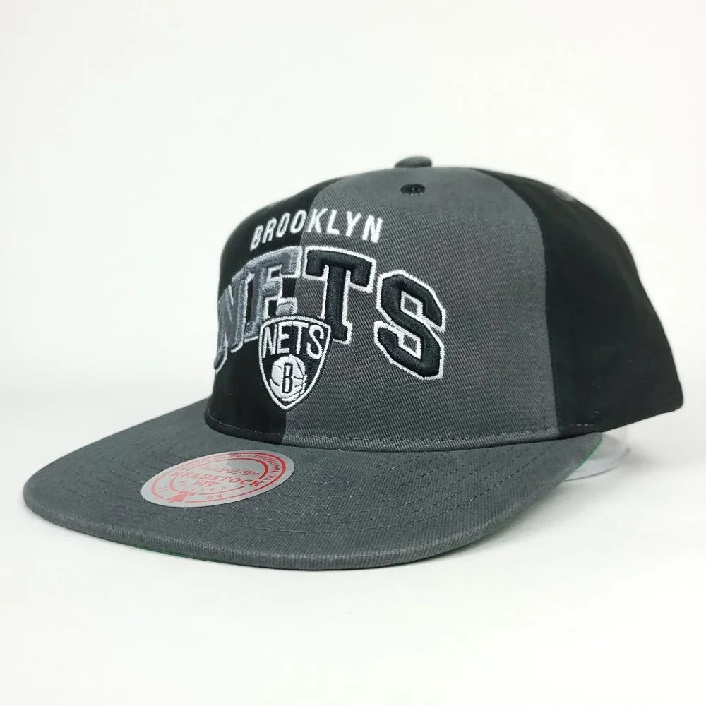 Brooklyn‎ Nets Mitchell & Ness NBA Deadstock Snapback Hat 3D Logo Gray Black Cap